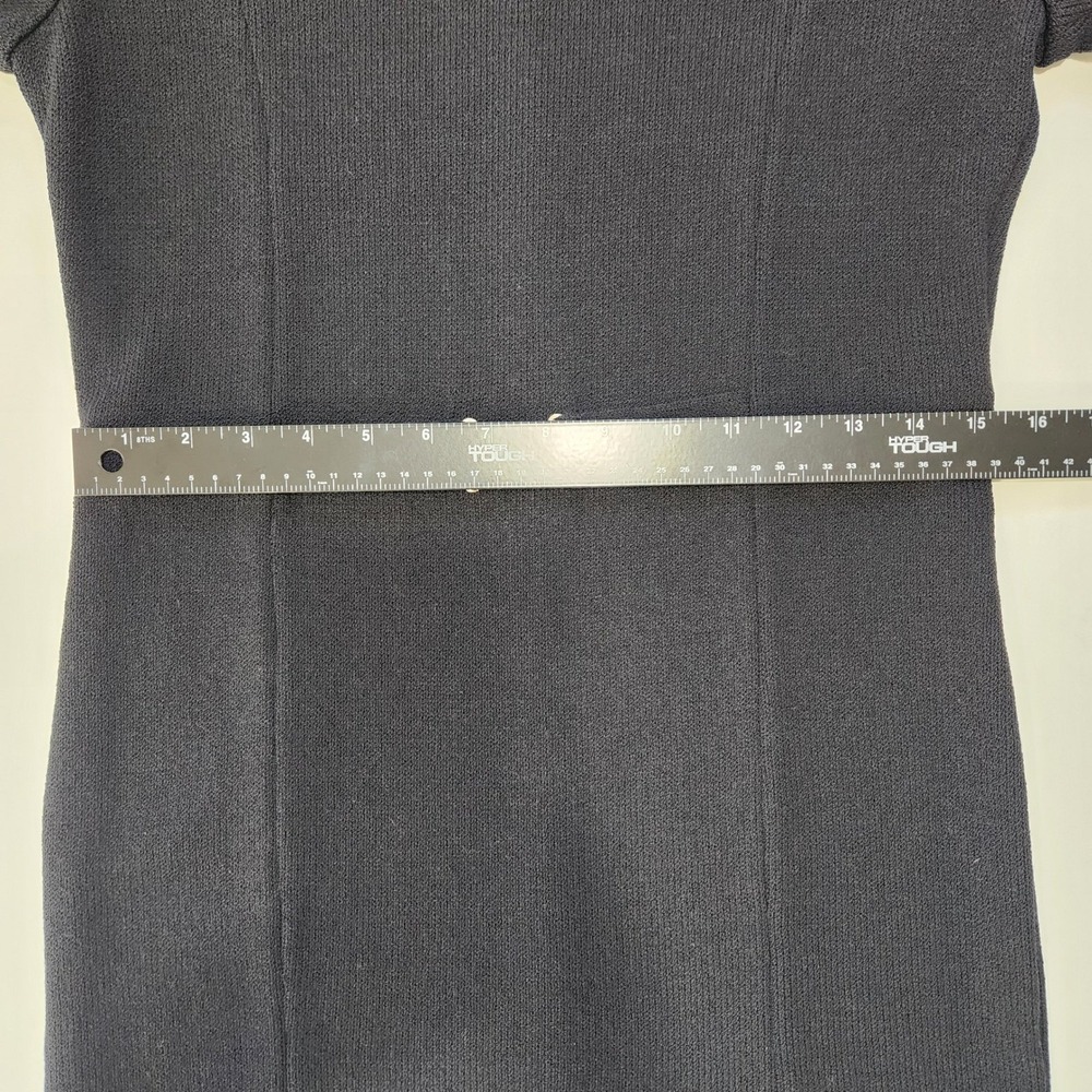ST JOHN COLLECTION Black Santana Knit Mock Neck Belted Sheath Dress Size 8 - Picture 10 of 13